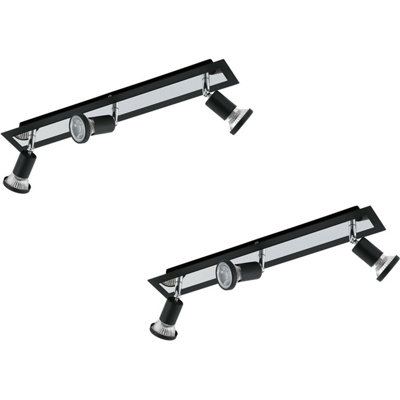 Elegant 2 Pack Black Chrome Wall and Ceiling 3 Spot Lights with GU10 5W Bulbs