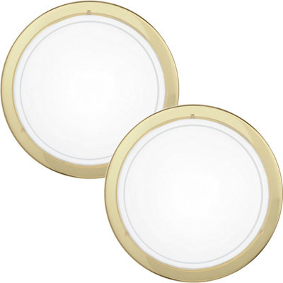 Elegant 2 Pack Brass Shade Ceiling Lights with Clear Glass - Modern Design