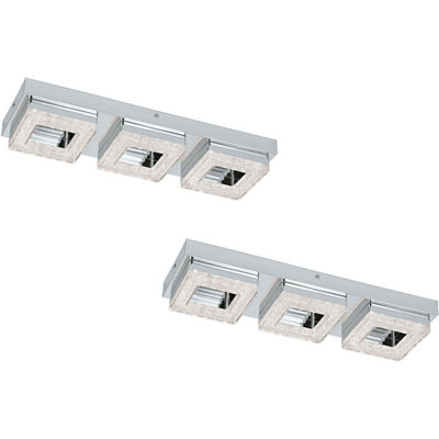 Elegant 2 Pack Chrome Flush Mount Ceiling Lights with Crystal Shade