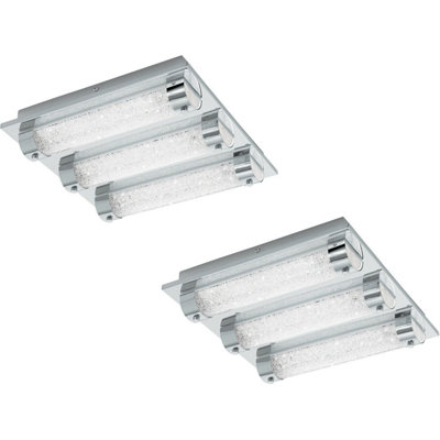 Elegant 2-Pack Chrome Flush Mount Ceiling Lights with Crystal Shade