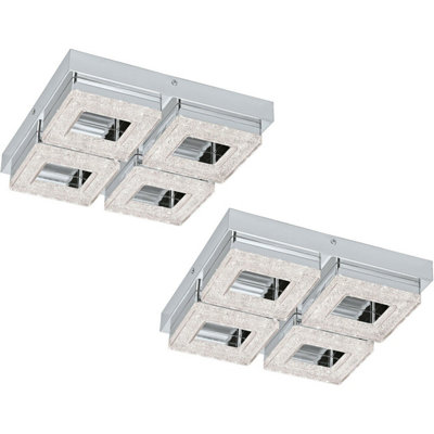 Elegant 2 Pack Chrome LED Ceiling Lights with Clear Crystal Shade