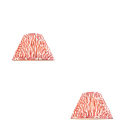 Elegant 2 Pack Coral Pink Tapered Lamp Shades - Handcrafted Pleated Design