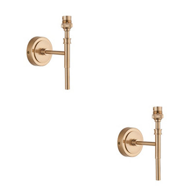 Elegant 2 Pack Dimmable Wall Lights in Aged Brass Finish