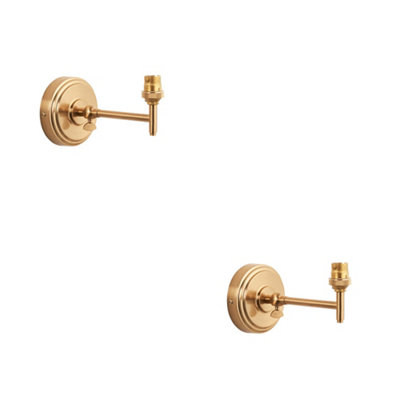 Elegant 2 Pack Dimmable Wall Lights in Brushed Aged Brass with LED Compatibility