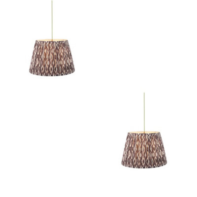 Elegant 2 Pack Hanging Ceiling Pendant Lights with Aged Brass Finish and Green Flex