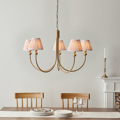 Elegant 2 Pack Hanging Ceiling Pendant Lights with Peachy Keen Shades in Brushed Aged Brass