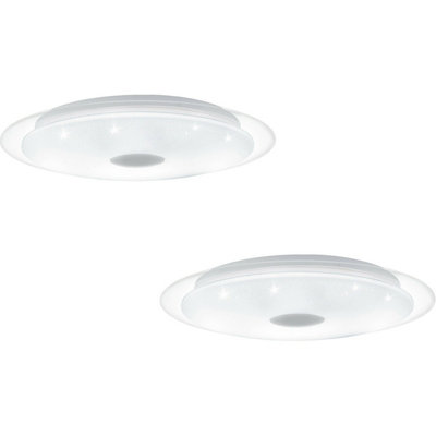 Elegant 2-Pack LED Ceiling Lights with Crystal Effect in White and Chrome Finish
