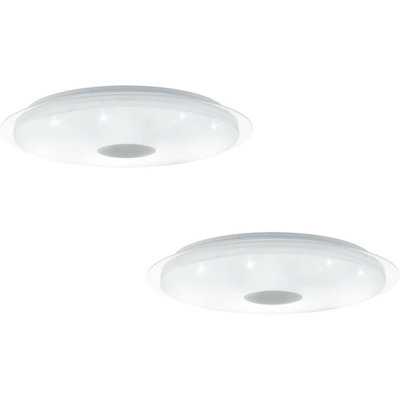 Elegant 2 Pack LED Ceiling Lights with White Shade and Crystal Effect