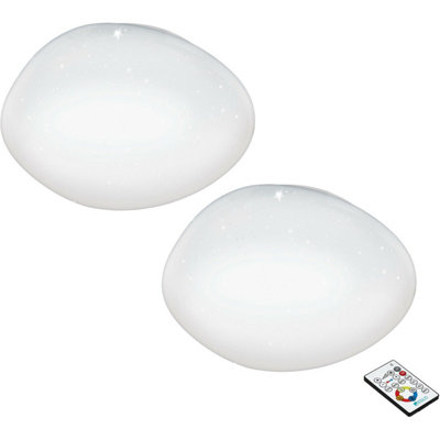 Elegant 2-Pack LED Flush Ceiling Lights with Crystal Effect - Modern White Shade