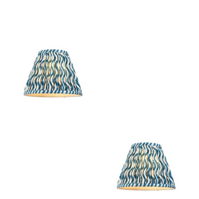 Elegant 2 Pack of 25cm Marlin Blue Tapered Cylinder Lamp Shades - Handcrafted Design