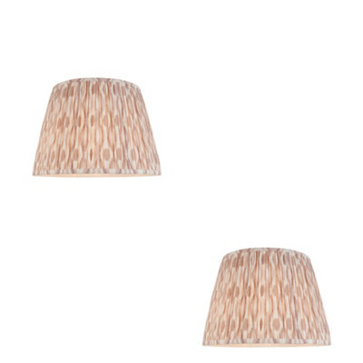 Elegant 2 Pack of 40cm Handcrafted Lamp Shades in Neutral Ikat Design
