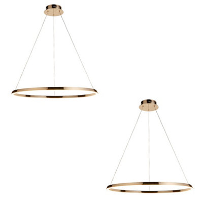 Elegant 2 Pack of Modern Ceiling Pendant Lights in French Gold and White Silicone Finish