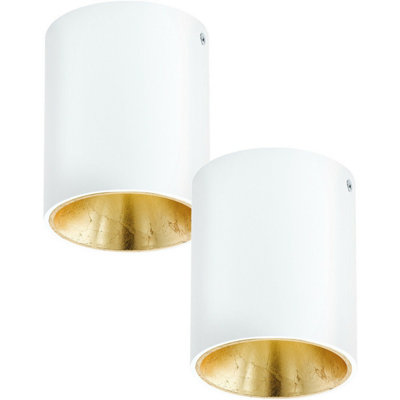 Elegant 2 Pack Round LED Wall and Ceiling Light in White and Gold Finish