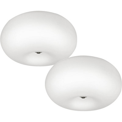 Elegant 2 Pack Satin Nickel Wall Flush Ceiling Light with Opal Glass Shade