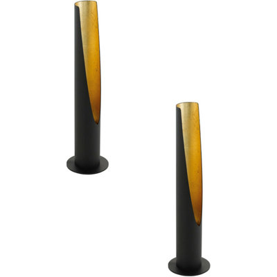 Elegant 2 Pack Table Lamps with Black and Gold Design - GU10 Bulbs Included