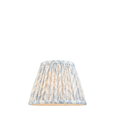 Elegant 20cm Handcrafted Tapered Cylinder Lamp Shade in Shell Bay Blue with Leaf Pattern