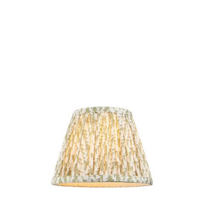 Elegant 20cm Herb Green Tapered Cylinder Lamp Shade with Pleated Leaf Design