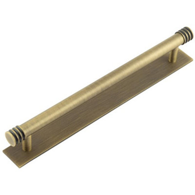 Elegant 224mm Antique Brass Cabinet Handle with Versatile Backplate Options - Kitchen Drawer Pull Handle
