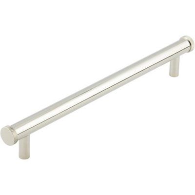 Elegant 224mm Polished Nickel Cabinet Handle - Knurled Diamond Design - Kitchen Drawer Pull Handle