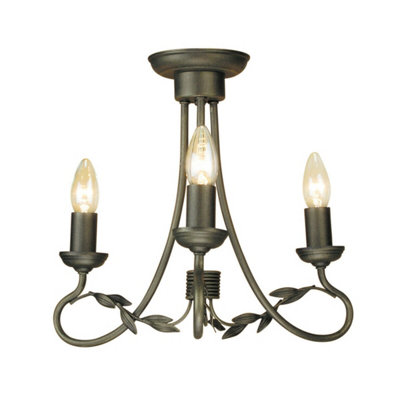 Elegant 3-Bulb Black and Gold Chandelier Pendant Light with LED E14 60W Bulbs