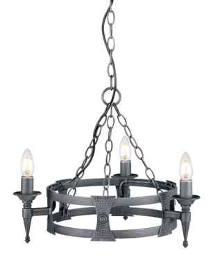 Elegant 3-Bulb Black and Silver Chandelier Pendant Light with LED E14 Fittings