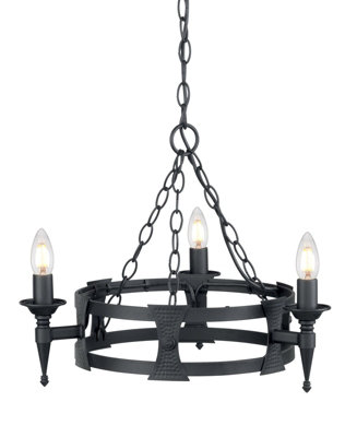 Elegant 3-Bulb Black Chandelier Pendant Light with E14 LED Bulbs