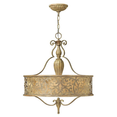 Elegant 3 Bulb Brushed Champagne Chandelier Pendant Light with E27 Base