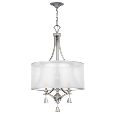 Elegant 3 Bulb Brushed Nickel Chandelier Pendant Light for Modern Interiors