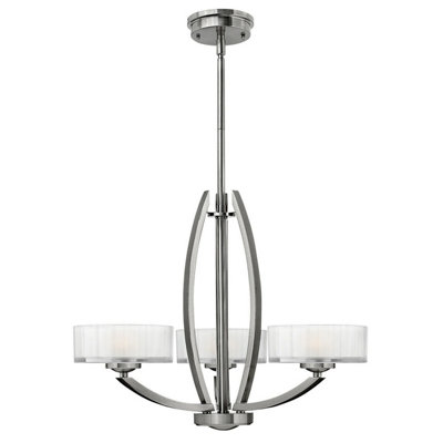 Elegant 3 Bulb Brushed Nickel Chandelier Pendant Light with LED G9 Bulbs