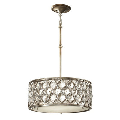 Elegant 3 Bulb Ceiling Pendant Light in Burnished Silver Finish