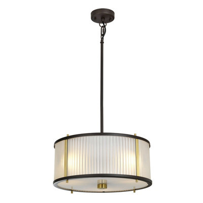 Elegant 3 Bulb Ceiling Pendant Light in Museum Bronze with Aged Brass Finish for Modern Interiors