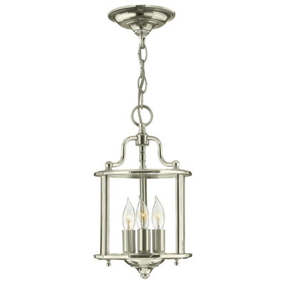 Elegant 3 Bulb Ceiling Pendant Light in Polished Nickel Finish