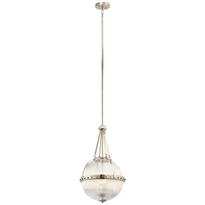 Elegant 3 Bulb Ceiling Pendant Light in Polished Nickel for Stunning Interiors