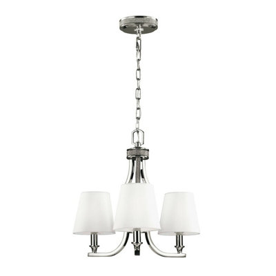Elegant 3 Bulb Chandelier Light Fixture in Polished Nickel Finish