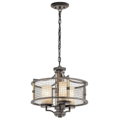 Elegant 3 Bulb Chandelier Pendant Light Fixture in Anvil Iron with LED E27