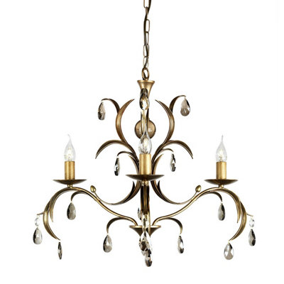 Elegant 3 Bulb Chandelier Pendant Light in Bronze Patina Finish with E14 LED Bulbs