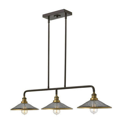 Elegant 3 Bulb Chandelier Pendant Light in Buckeye Bronze Finish