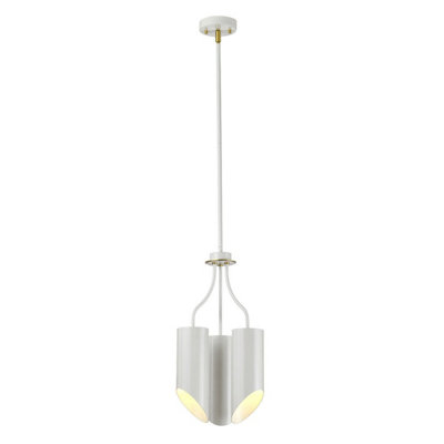 Elegant 3-Bulb Chandelier Pendant Light in White Aged Brass Finish with LED E27 Bulbs