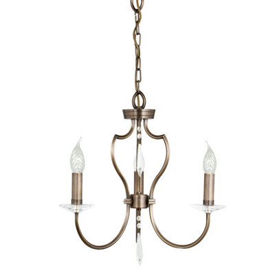 Elegant 3 Bulb Dark Bronze Chandelier Pendant Light with LED E14 Bulbs