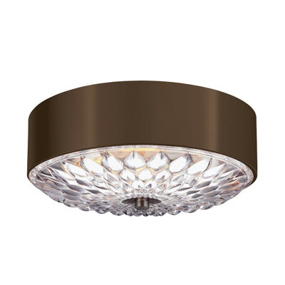 Elegant 3 Bulb Flush Light for Low Ceilings in Dark Aged Brass Finish