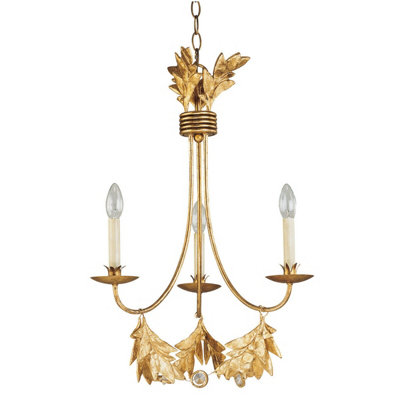 Elegant 3 Bulb Gilded Gold Ceiling Pendant Light with E14 LED Fittings