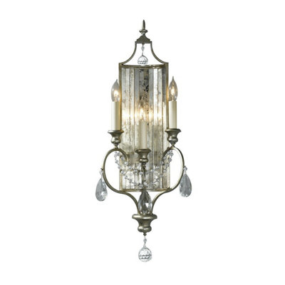 Elegant 3 Bulb Gilded Silver Wall Sconce with LED E14 Bulbs