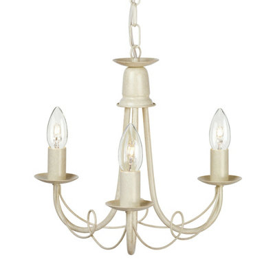 Elegant 3 Bulb Ivory Gold Chandelier Pendant Light with LED E14 Socket