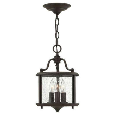 Elegant 3 Bulb Olde Bronze Ceiling Pendant Light with E14 LED Bulbs