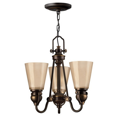 Elegant 3 Bulb Olde Bronze Chandelier Pendant Light - LED E27 60W