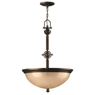 Elegant 3 Bulb Olde Bronze Pendant Light Fixture with LED E27 60W Bulbs