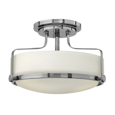 Elegant 3-Bulb Semi-Flush Light Fixture with Opal Glass and Polished Chrome Finish