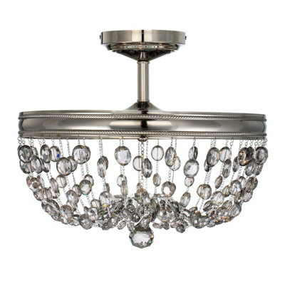 Elegant 3 Bulb Semi Flush Light in Polished Nickel Finish with LED E14 60W Bulbs