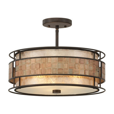 Elegant 3 Bulb Semi Flush Light in Renaissance Copper with LED E27 60W Bulbs