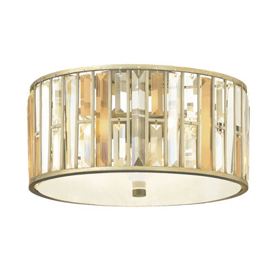 Elegant 3-Bulb Silver Leaf Flush Light for Low Ceilings with LED E27 60W Bulbs